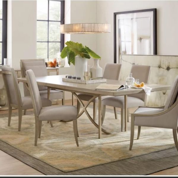 Casual Modern Dining Table with a Soft Herringbone Top